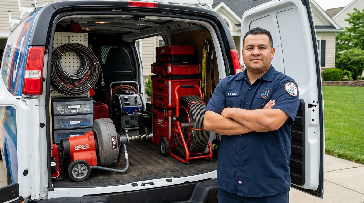 Professional drain cleaning equipment and Johns Plumbing LLC plumber in Weldon