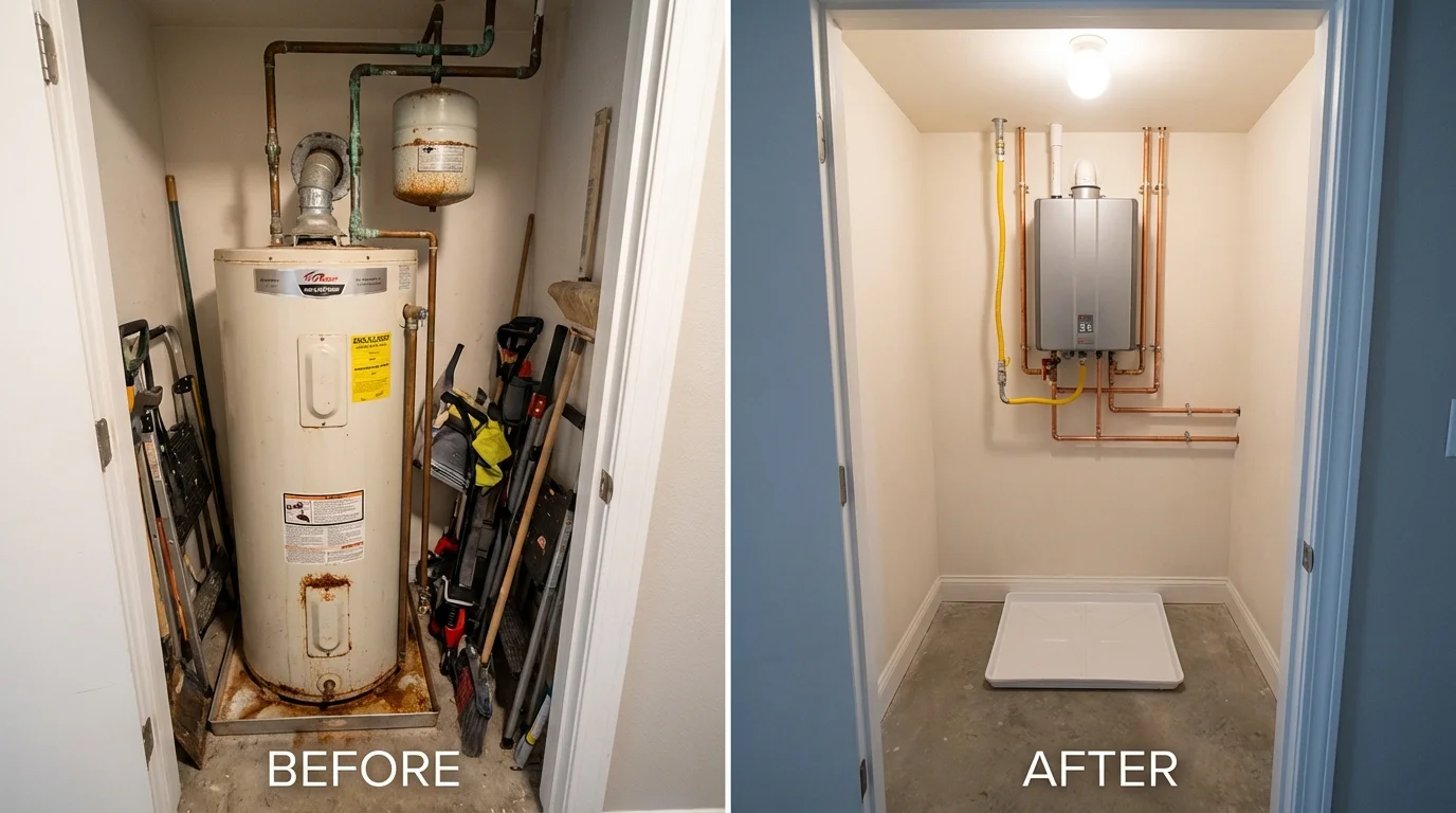 Tank water heater versus wall-mounted tankless unit comparison for Weldon, CA homeowners